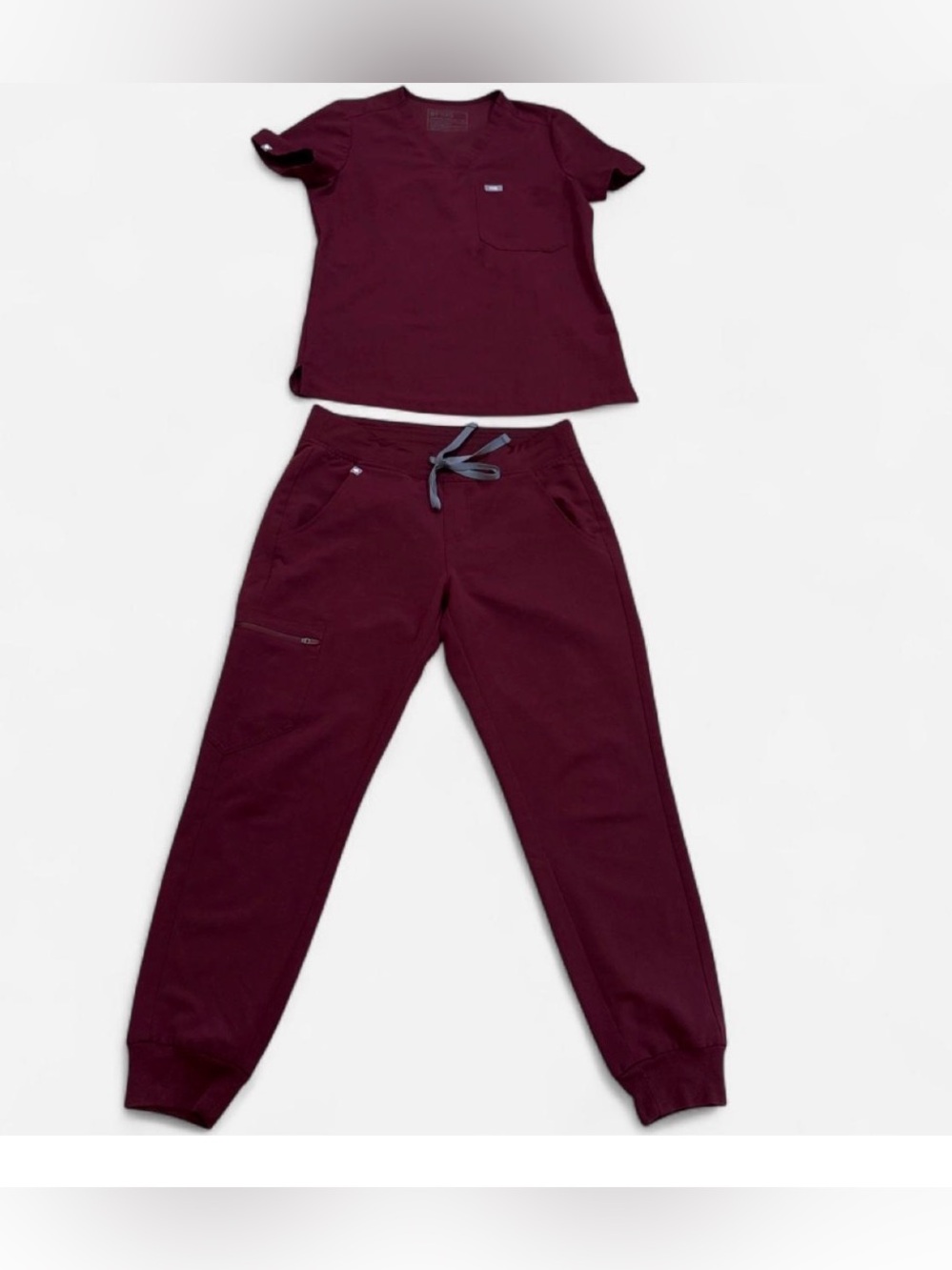 Figs Women Burgundy Scrub Set Jogger Pants and’s Top
